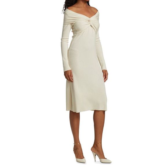 HALSTON
Jolie Off-The-Shoulder Sweater Dress - Picture 1 of 9
